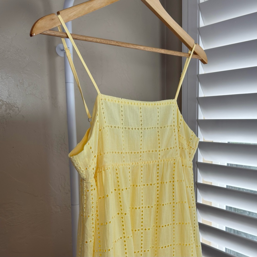 Commense Yellow Cotton Eyelet Maxi Dress XS Backless Adjustable Straps NWT - Picture 6 of 12